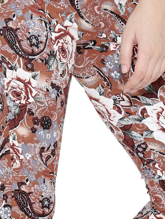 brown cotton printed trouser - 12165317 -  Standard Image - 3