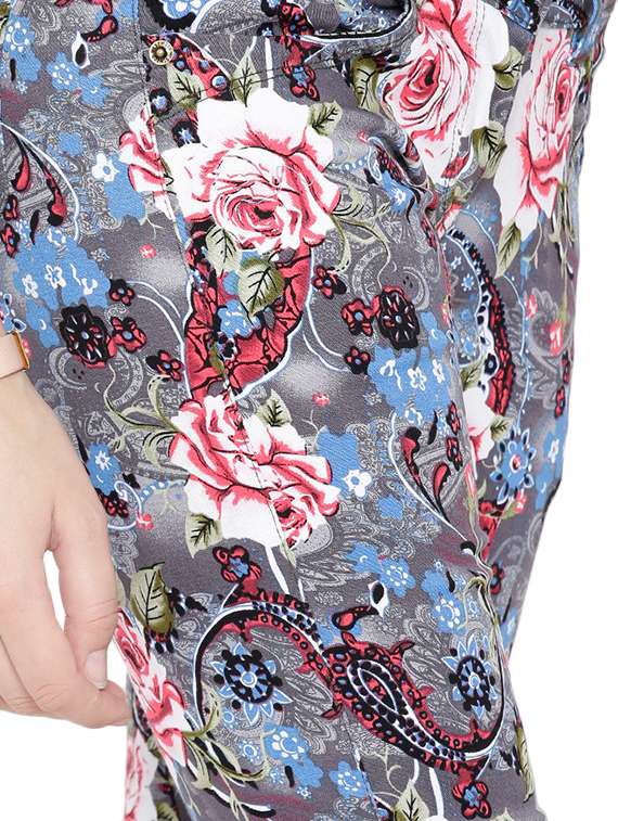 grey cotton printed trouser - 12165431 -  Standard Image - 3