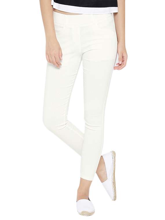 white cotton jeggings - 12165436 - Zoom Image - 0