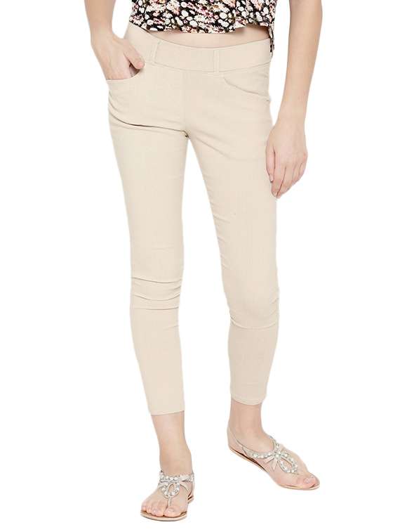 beige cotton jeggings - 12165437 - Zoom Image - 0