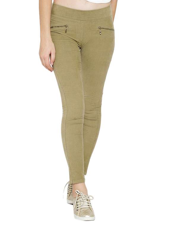 beige cotton jeggings - 12165447 -  Zoom Image - 0