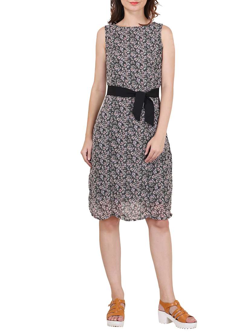 black poly georgette dress