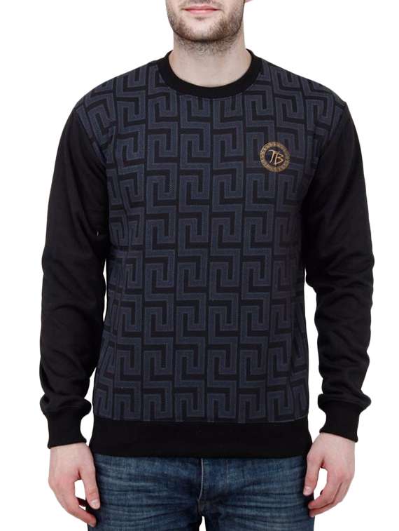black fleece printed sweatshirt