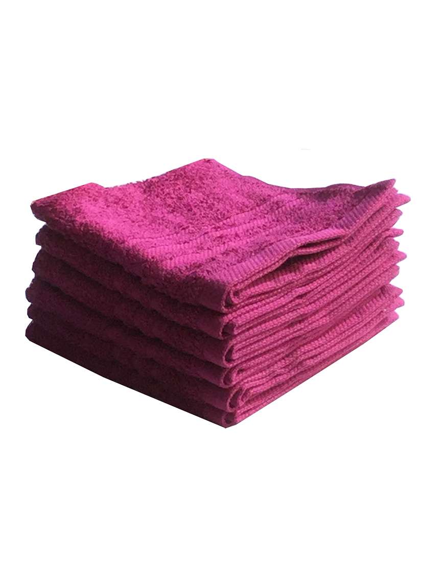 lushomes cotton pink face towel set (pack of 6)