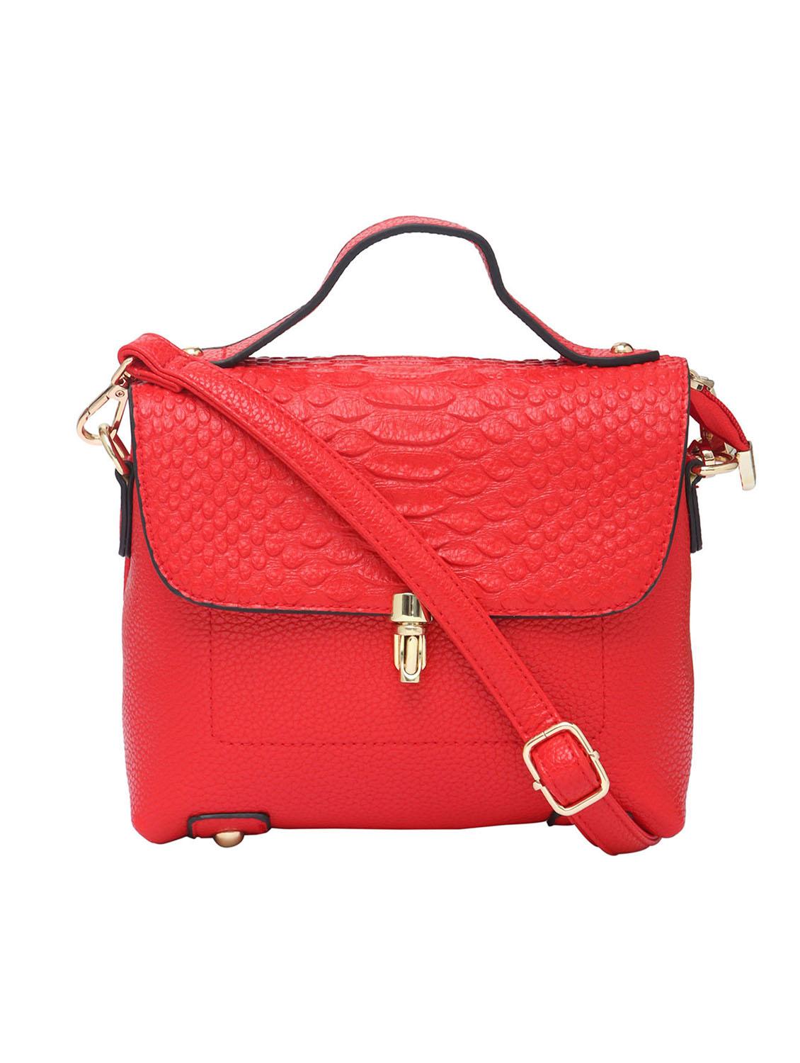 red textured synthetic leather handbag - 12184887 -  Zoom Image - 0