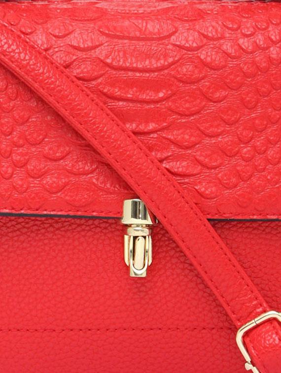 red textured synthetic leather handbag - 12184887 - Standard Image - 3