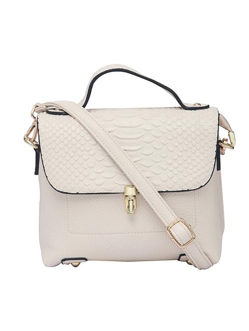 white textured synthetic leather handbag - 12184889 - Standard Image - 0