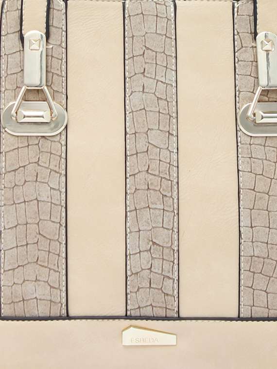 beige textured synthetic leathe) handbag - 12184902 -  Standard Image - 3