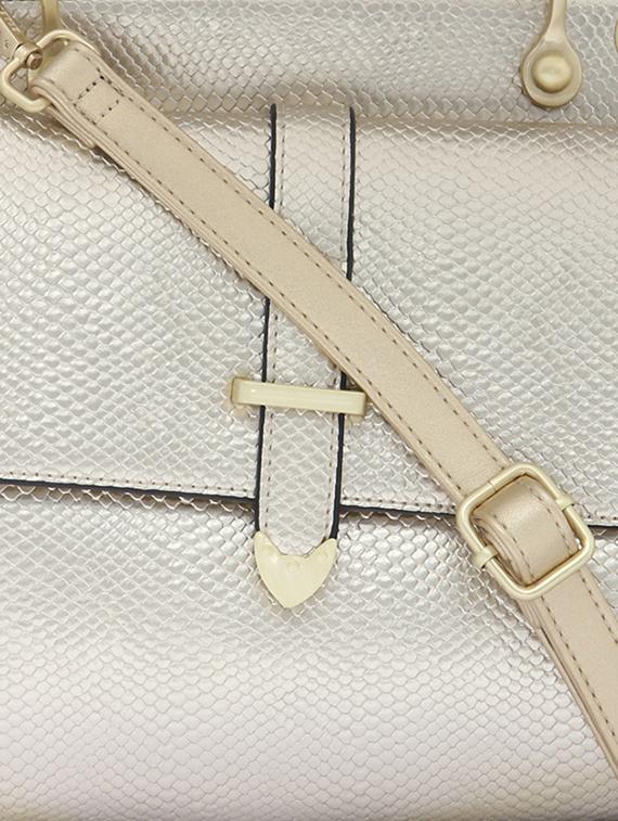 beige textured synthetic leather handbag - 12184906 - Standard Image - 3