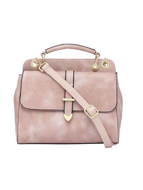 pink textured synthetic leather handbag with sling - 12184911 -  Standard Image - 0