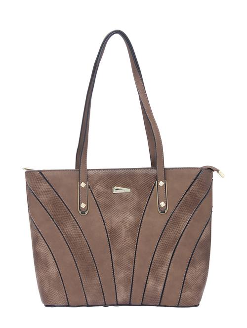 brown textured synthetic leather handbag - 12184915 - Standard Image - 0