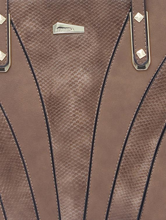 brown textured synthetic leather handbag - 12184915 - Standard Image - 3