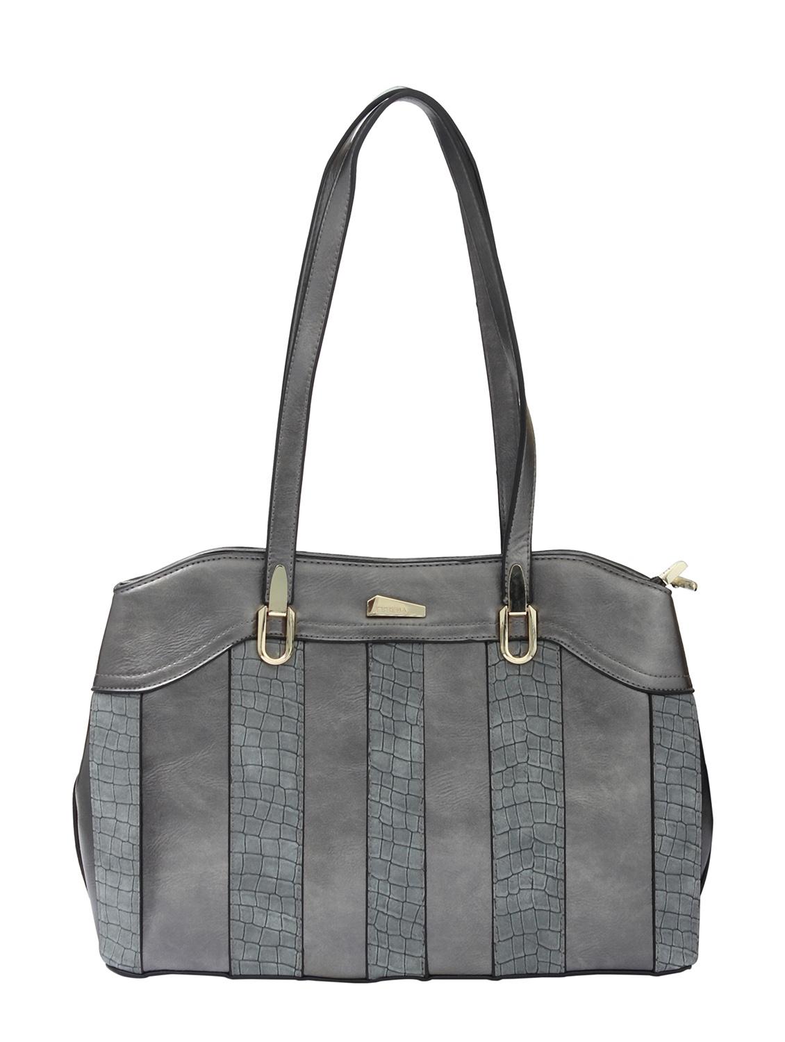 grey textured synthetic leather handbag - 12184918 - Zoom Image - 0