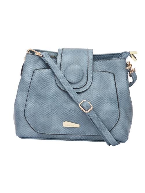blue textured synthetic leather sling bag - 12184928 - Standard Image - 0