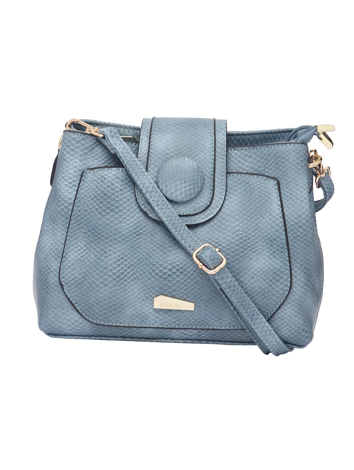 blue textured synthetic leather sling bag - 12184928 - Zoom Image - 0