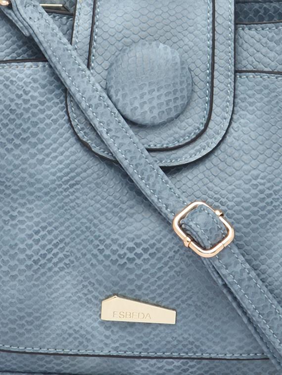 blue textured synthetic leather sling bag - 12184928 - Standard Image - 3