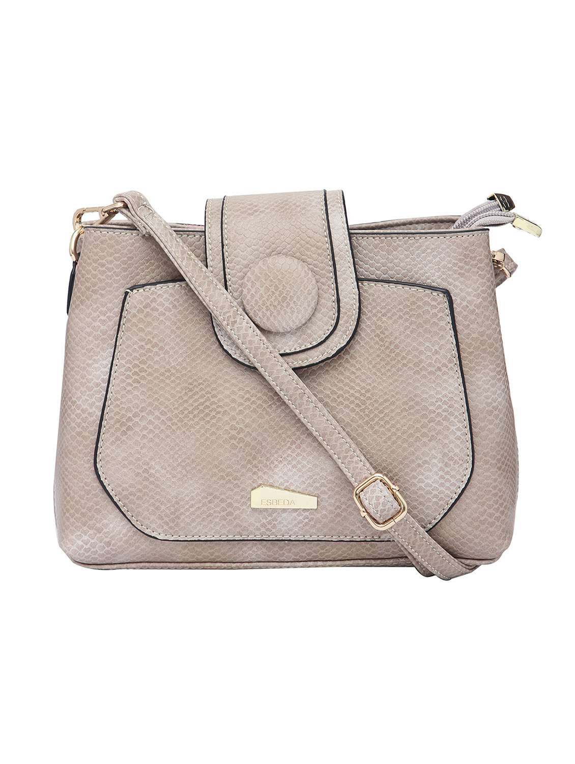 beige textured synthetic leather sling bag - 12184930 - Zoom Image - 0