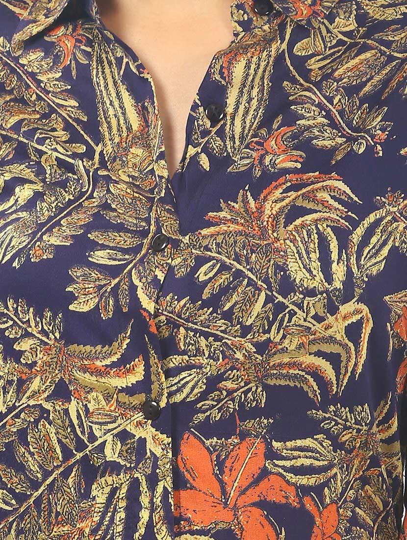 navy blue printed viscose regular tunic - 12185158 - Standard Image - 3