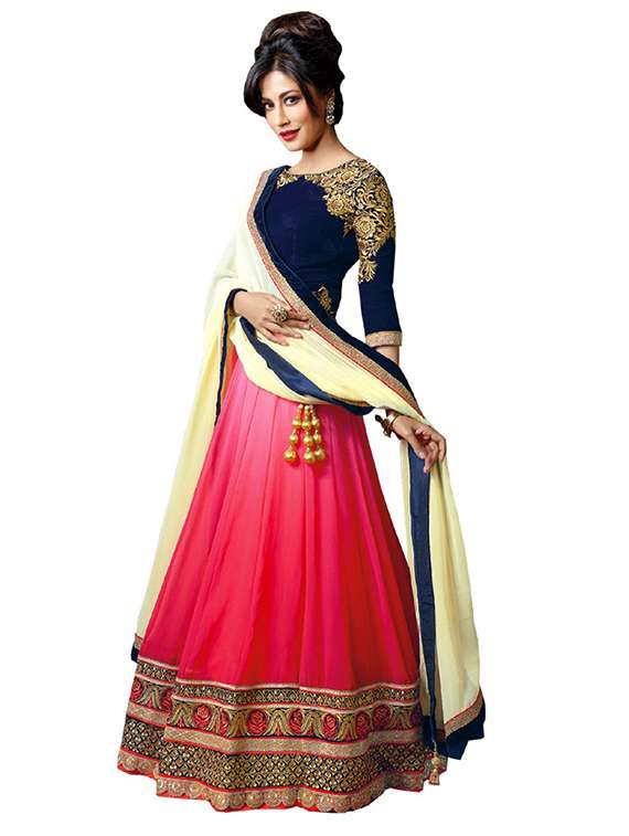 pink embroidered lehenga