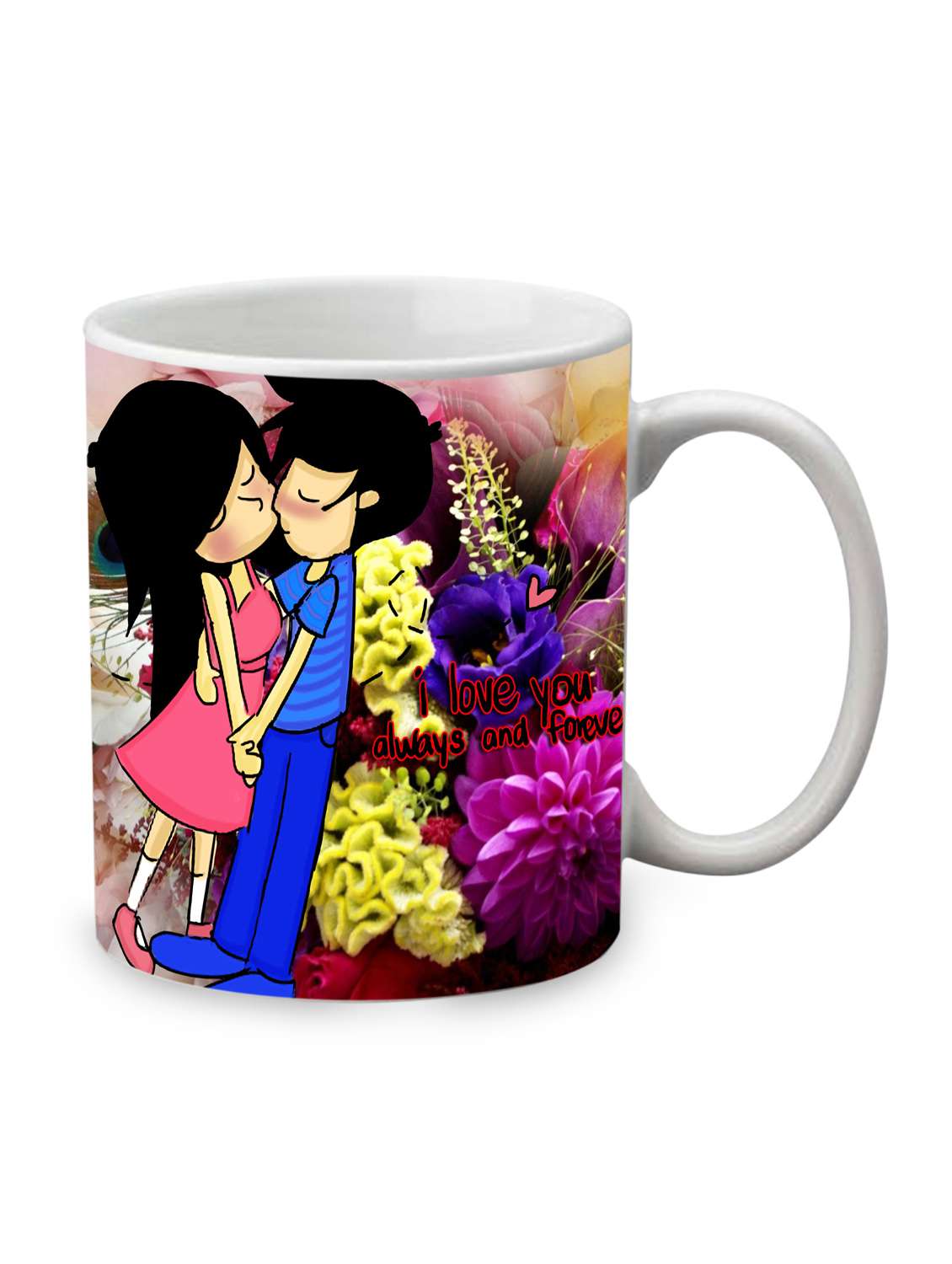 multicolored ceramic printed mug