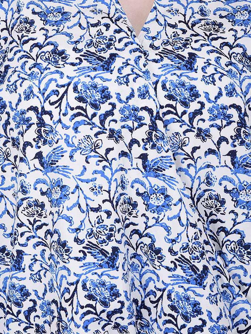 blue floral printed regular top - 12197439 - Standard Image - 3