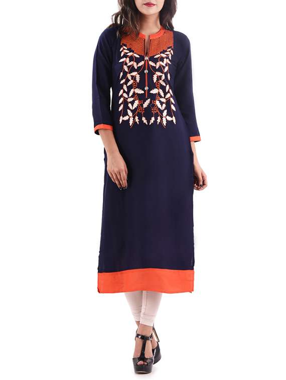 blue rayon straight kurta
