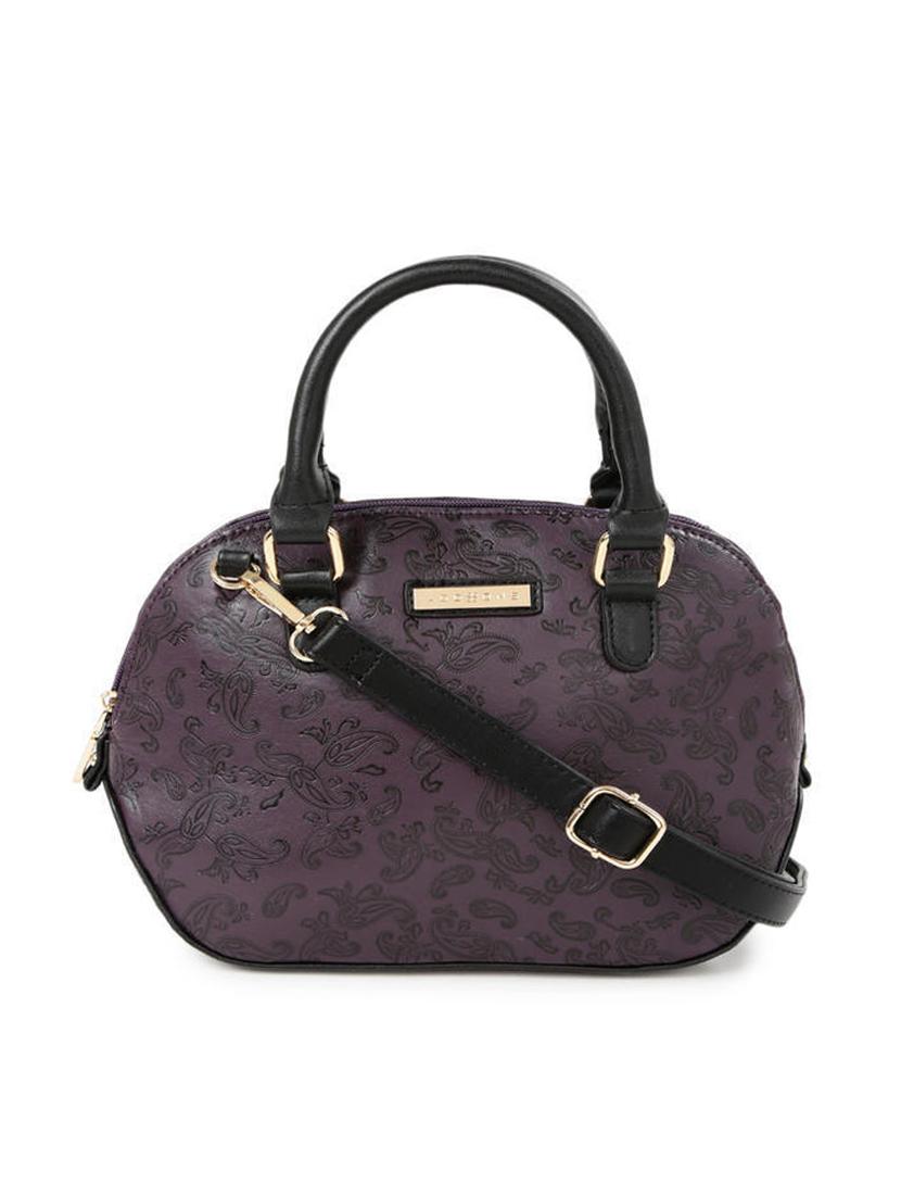 purple synthetic leather handbag with sling - 12203209 - Zoom Image - 0