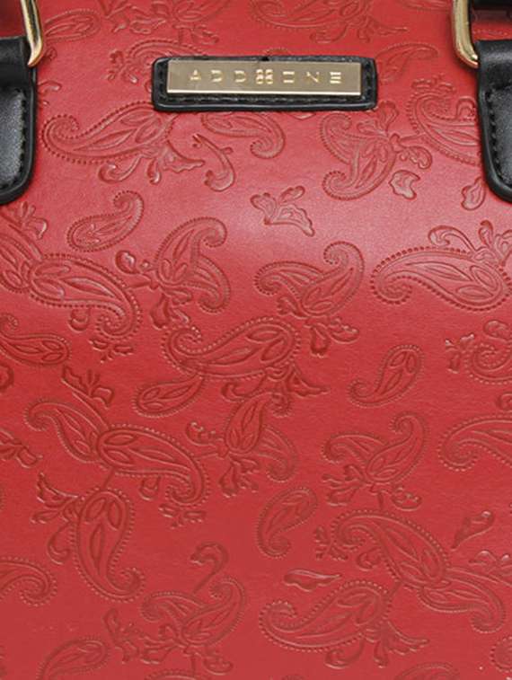 red synthetic leather embossed handbag - 12203210 - Standard Image - 3