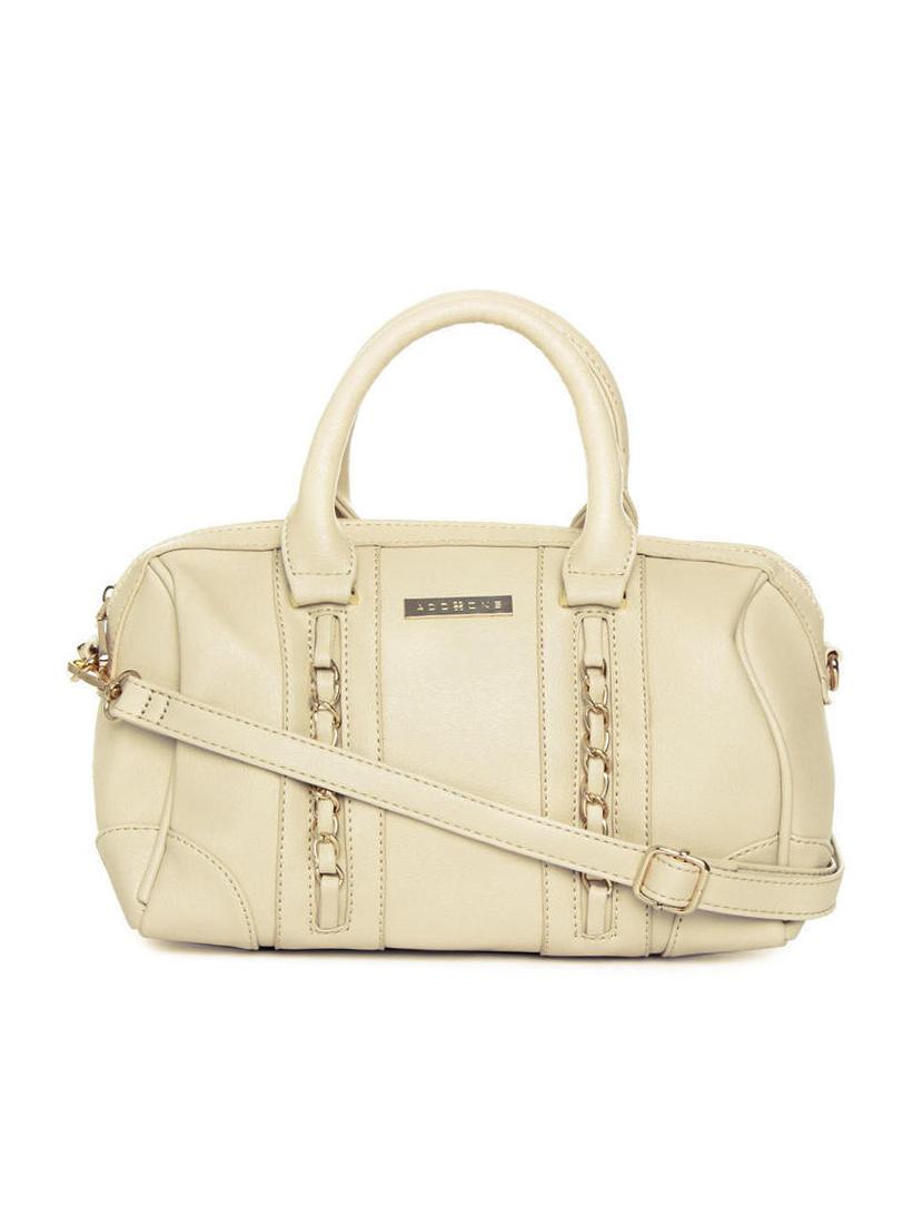 beige synthetic leather handbag with sling - 12203214 - Zoom Image - 0