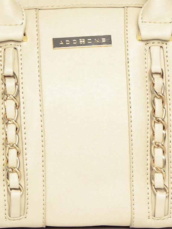 beige synthetic leather handbag with sling - 12203214 - Standard Image - 3