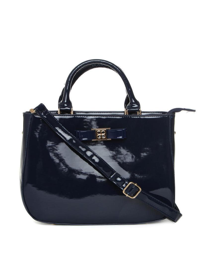 blue synthetic leather handbag with sling - 12203217 - Zoom Image - 0