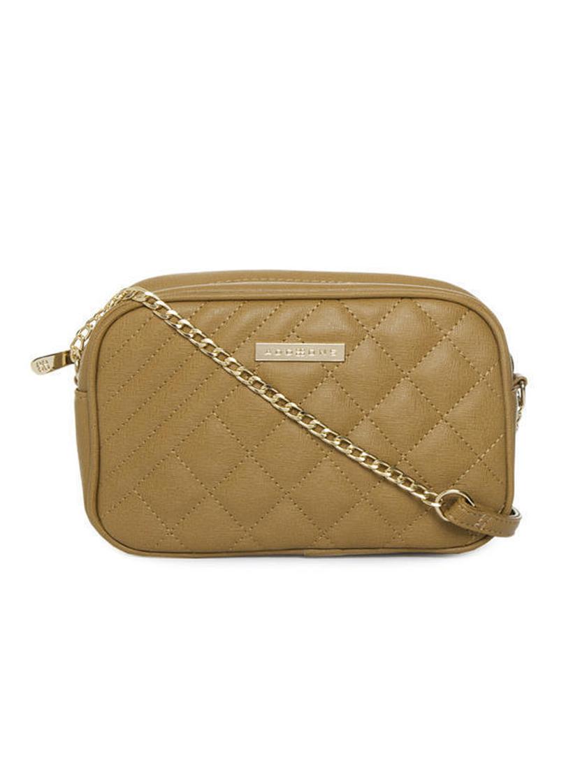 brown quilted synthetic leather sling bag - 12203362 - Zoom Image - 0