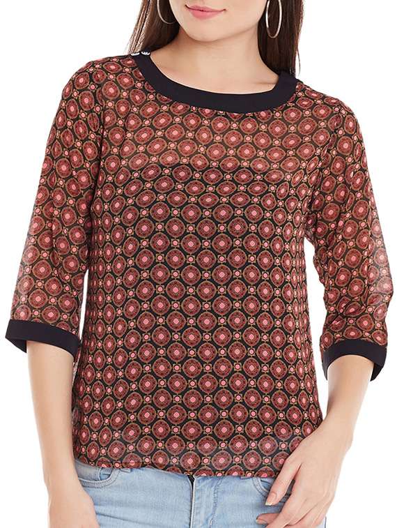 crimson printed top - 12203387 - Zoom Image - 0