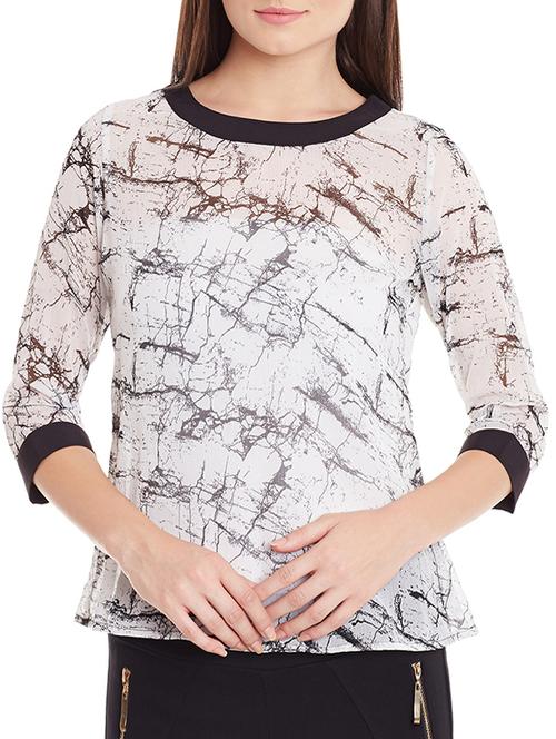 white printed chiffon regular top - 12203390 - Standard Image - 0