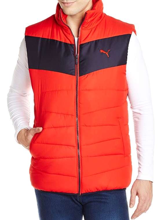 Buy online Red Polyester Quilted Jacket from Jackets for Men by
