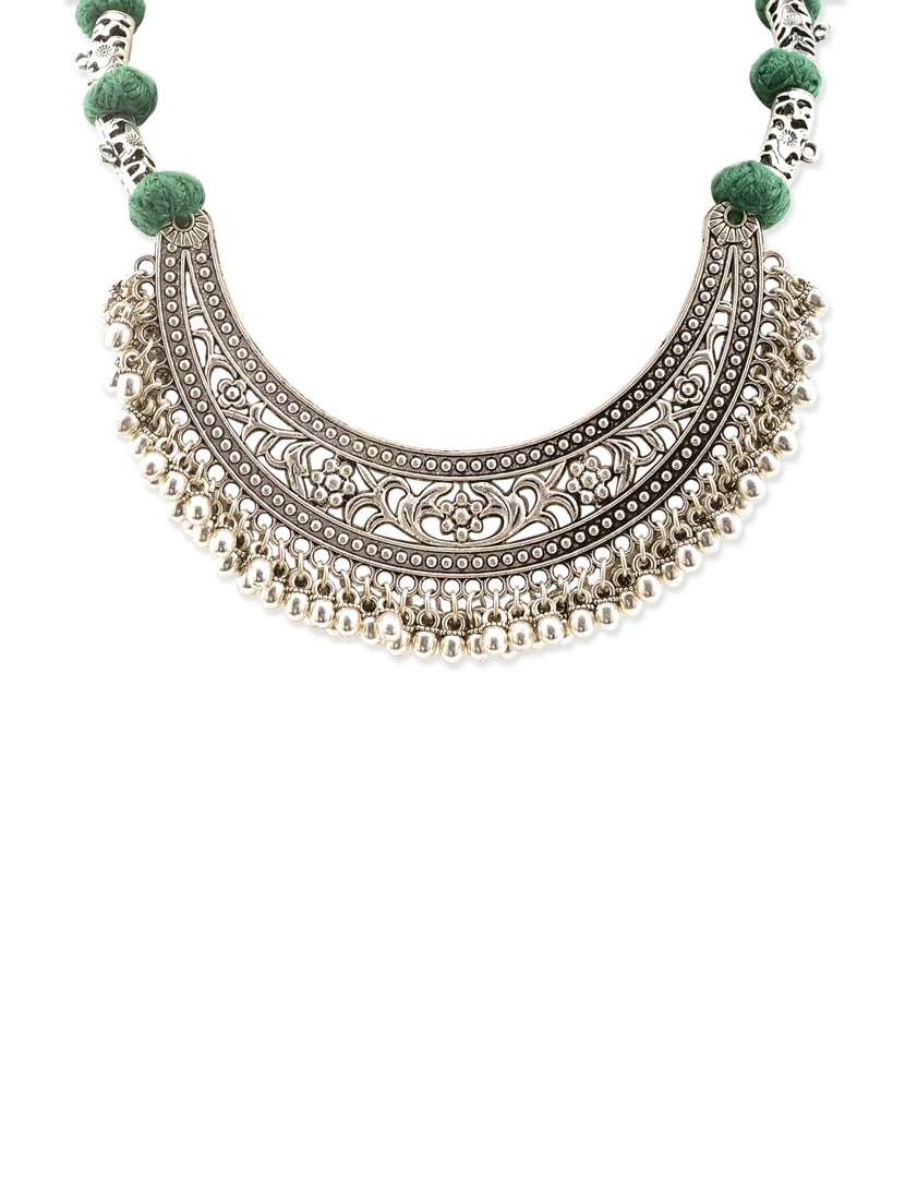 metallic silver plated chain necklace