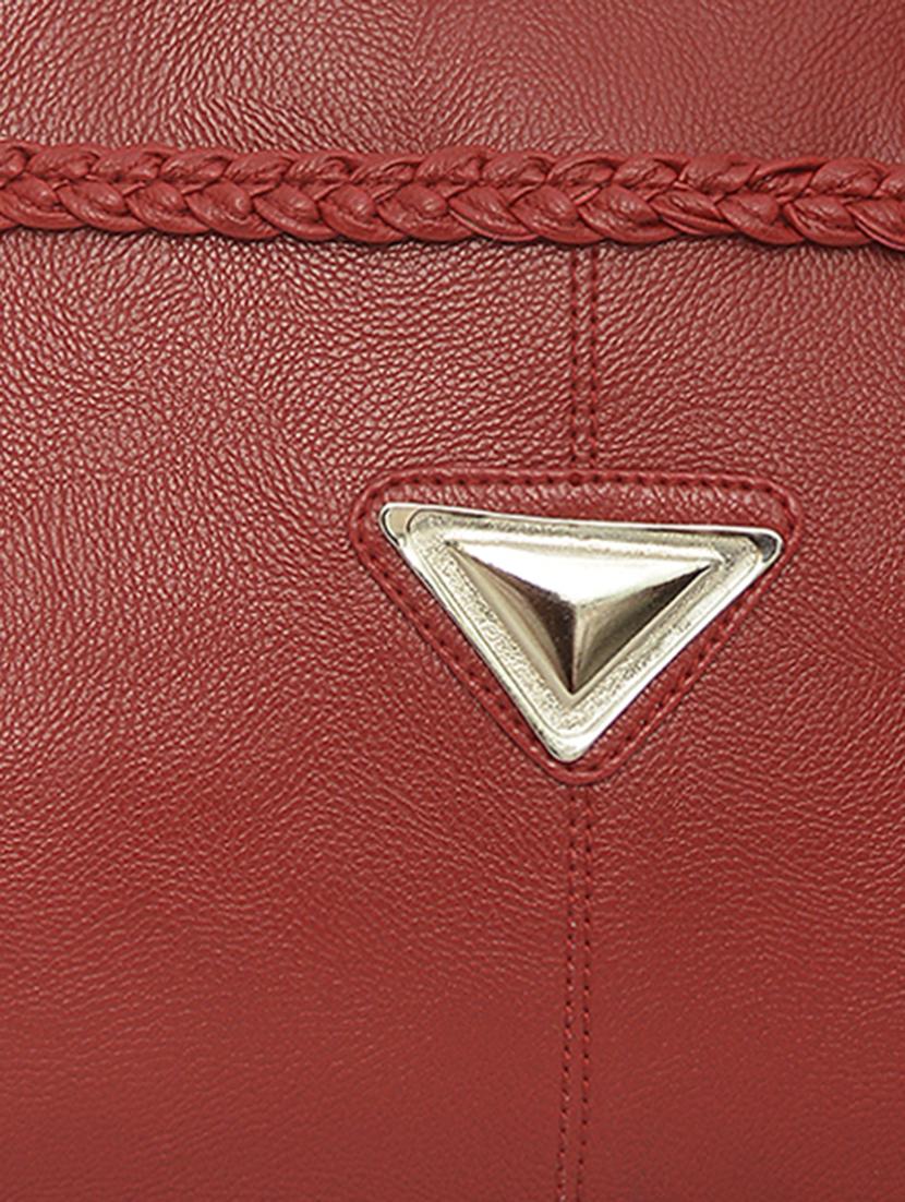 maroon leatherette braided handbag - 12206091 - Standard Image - 3