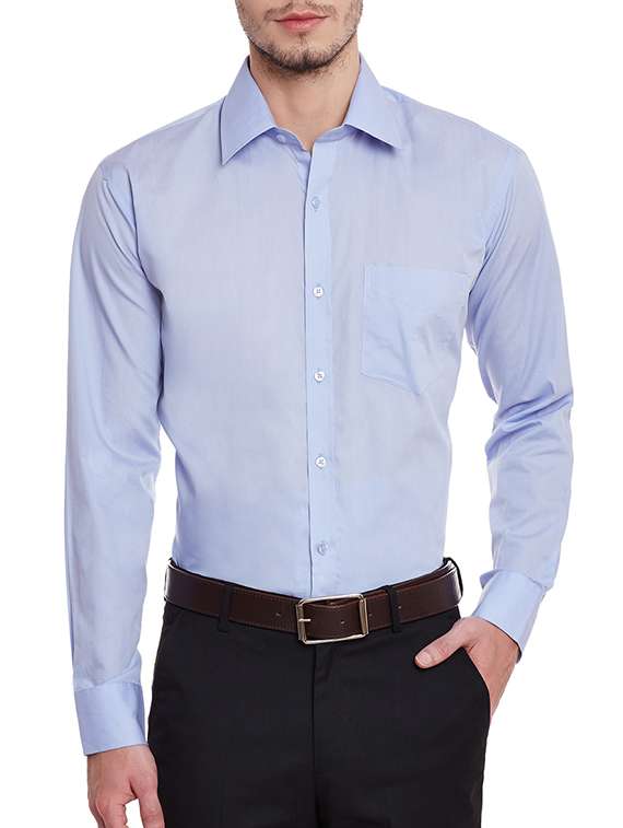 light blue cotton casual shirt - 12206995 - Zoom Image - 0