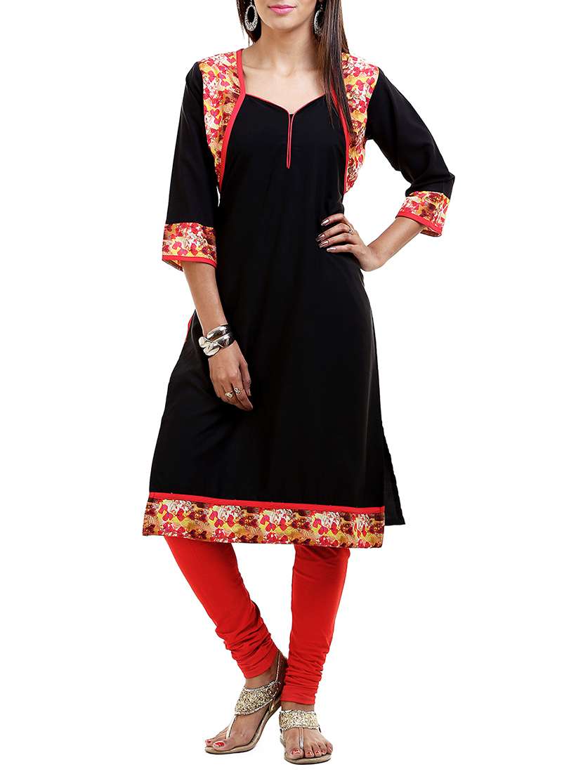 black none straight kurta