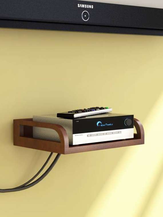 wooden beautiful design set top box wall shelf