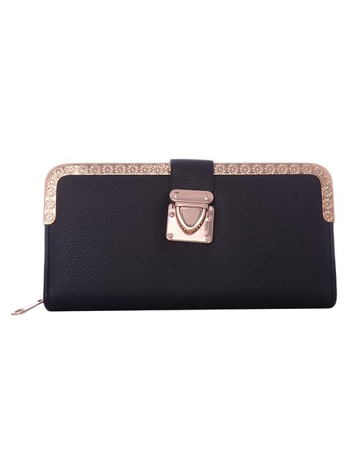 black leatherette textured clutch - 12220988 -  Standard Image - 0