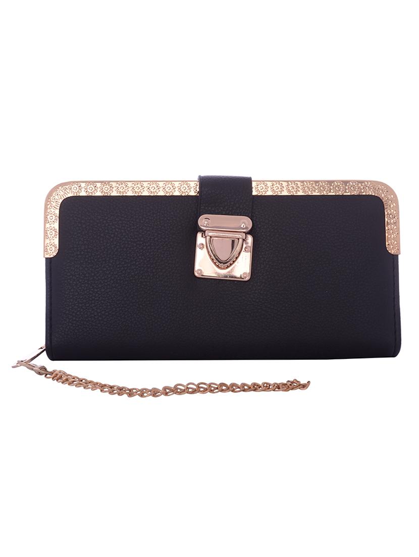black leatherette textured clutch - 12220988 - Standard Image - 5