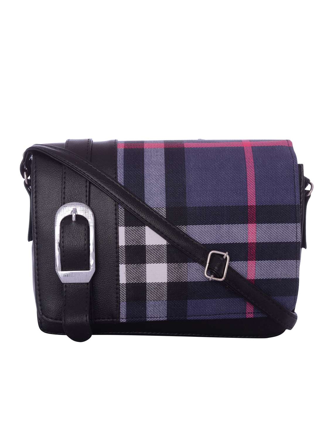 black leatherette checkered sling bag - 12221053 - Zoom Image - 0