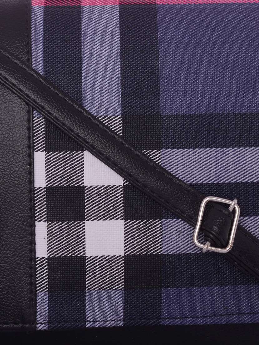 black leatherette checkered sling bag - 12221053 - Standard Image - 3