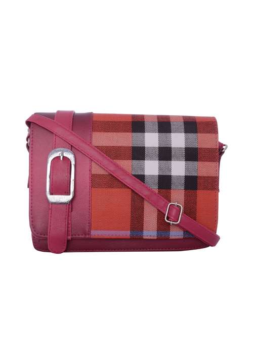 pink leatherette checkered sling bag - 12221054 - Standard Image - 0