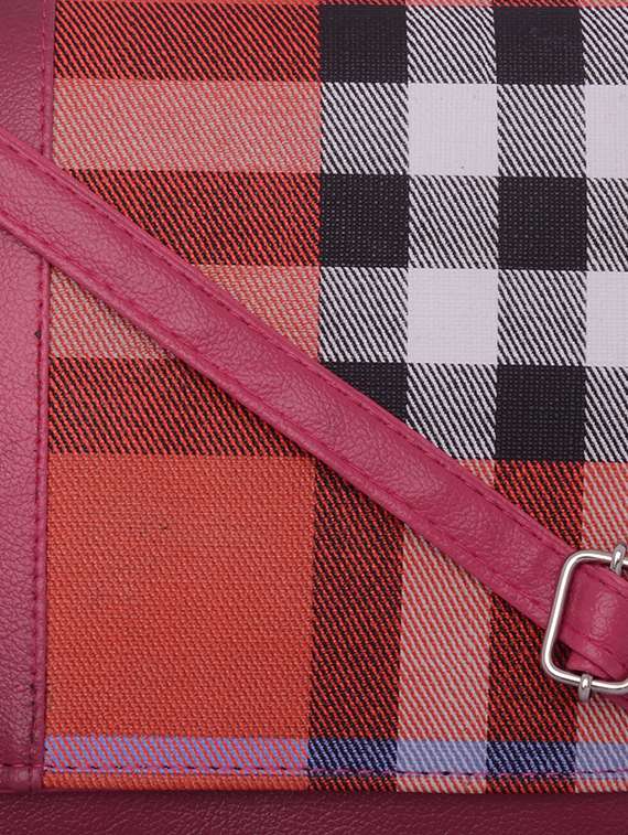 pink leatherette checkered sling bag - 12221054 - Standard Image - 3