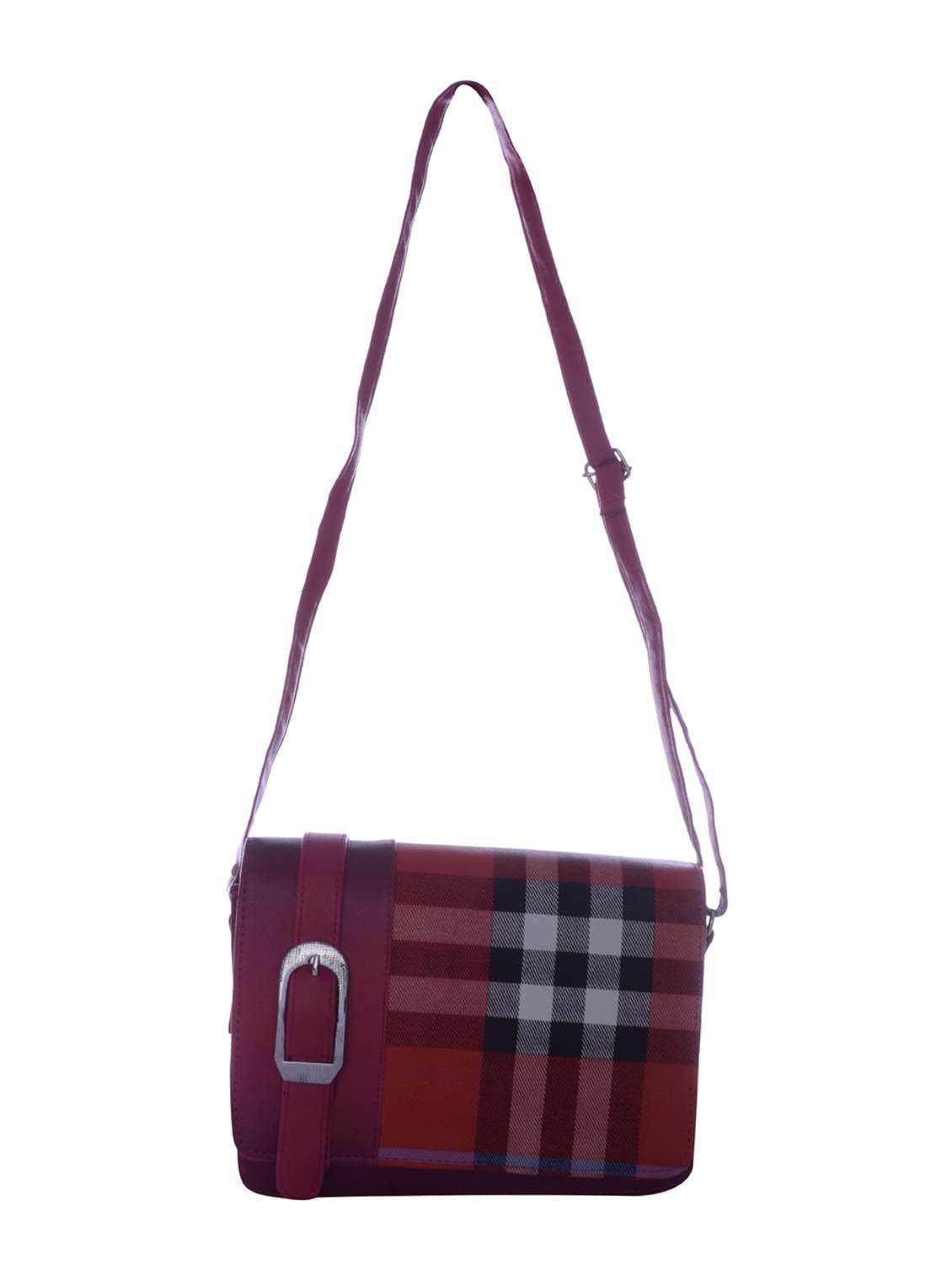pink leatherette checkered sling bag - 12221054 - Standard Image - 5