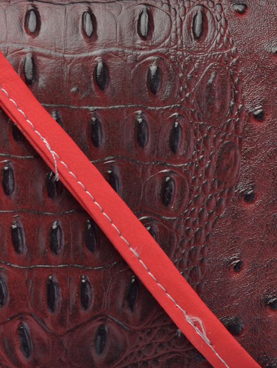 red leatherette textured sling bag - 12221064 - Standard Image - 3