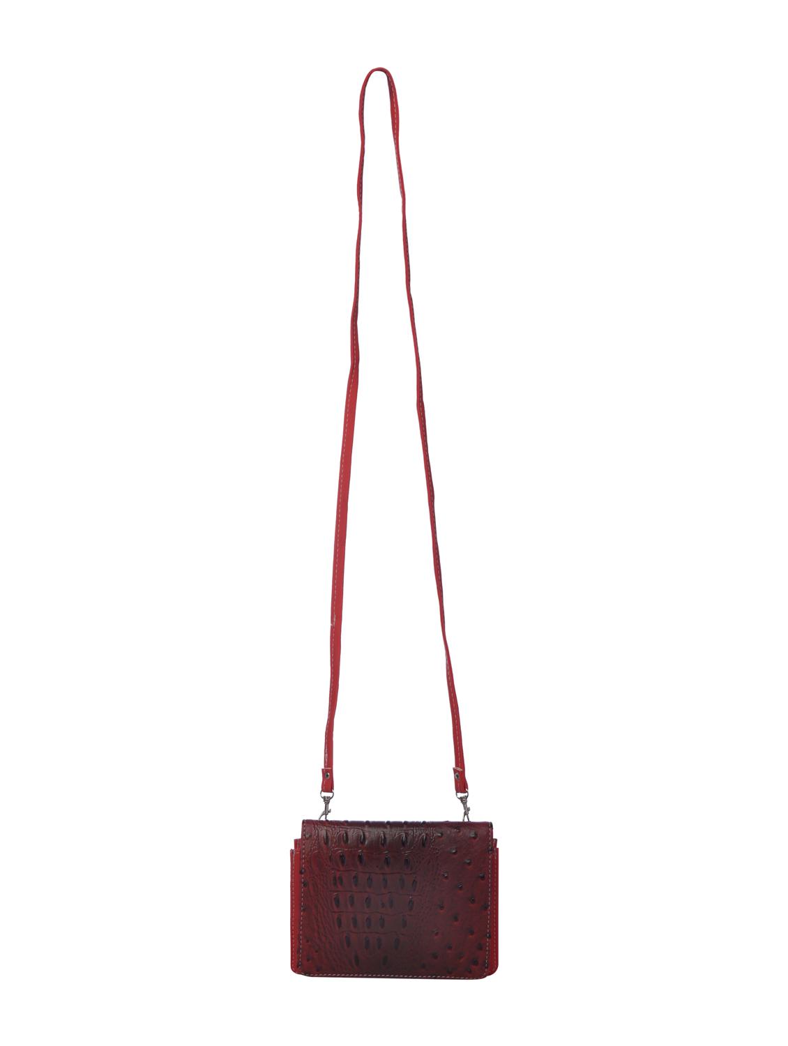 red leatherette textured sling bag - 12221064 - Standard Image - 5