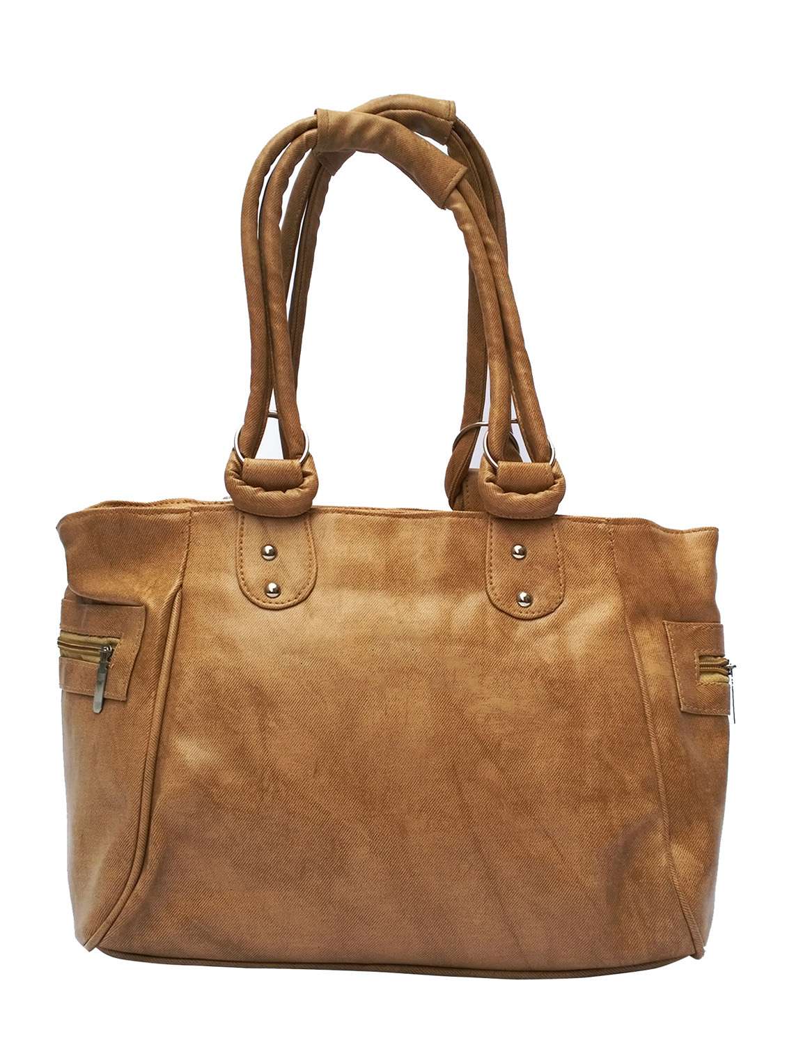 brown leatherette handbag